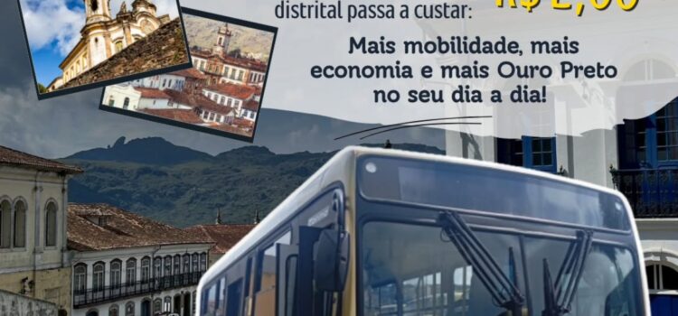 Nova tarifa reduzida de R$2,00 garante mais mobilidade para Ouro Preto Nova tarifa reduzida de R$2,00 garante mais mobilidade para Ouro Preto